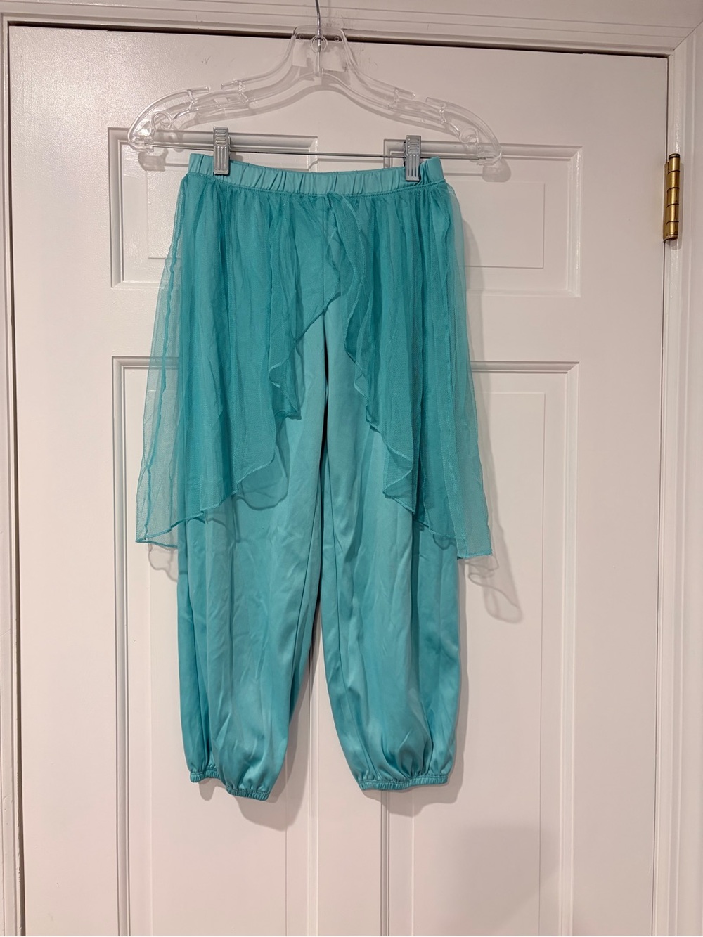 Turquoise Kids Harem Pants with Sheer Overlay